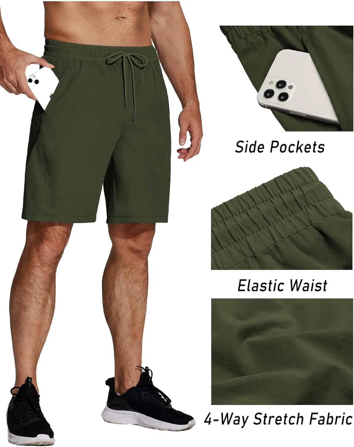 COOFANDY Men's Running Athletic Shorts 9" Gym Workout Lightweight Elastic Waist Sports Shorts