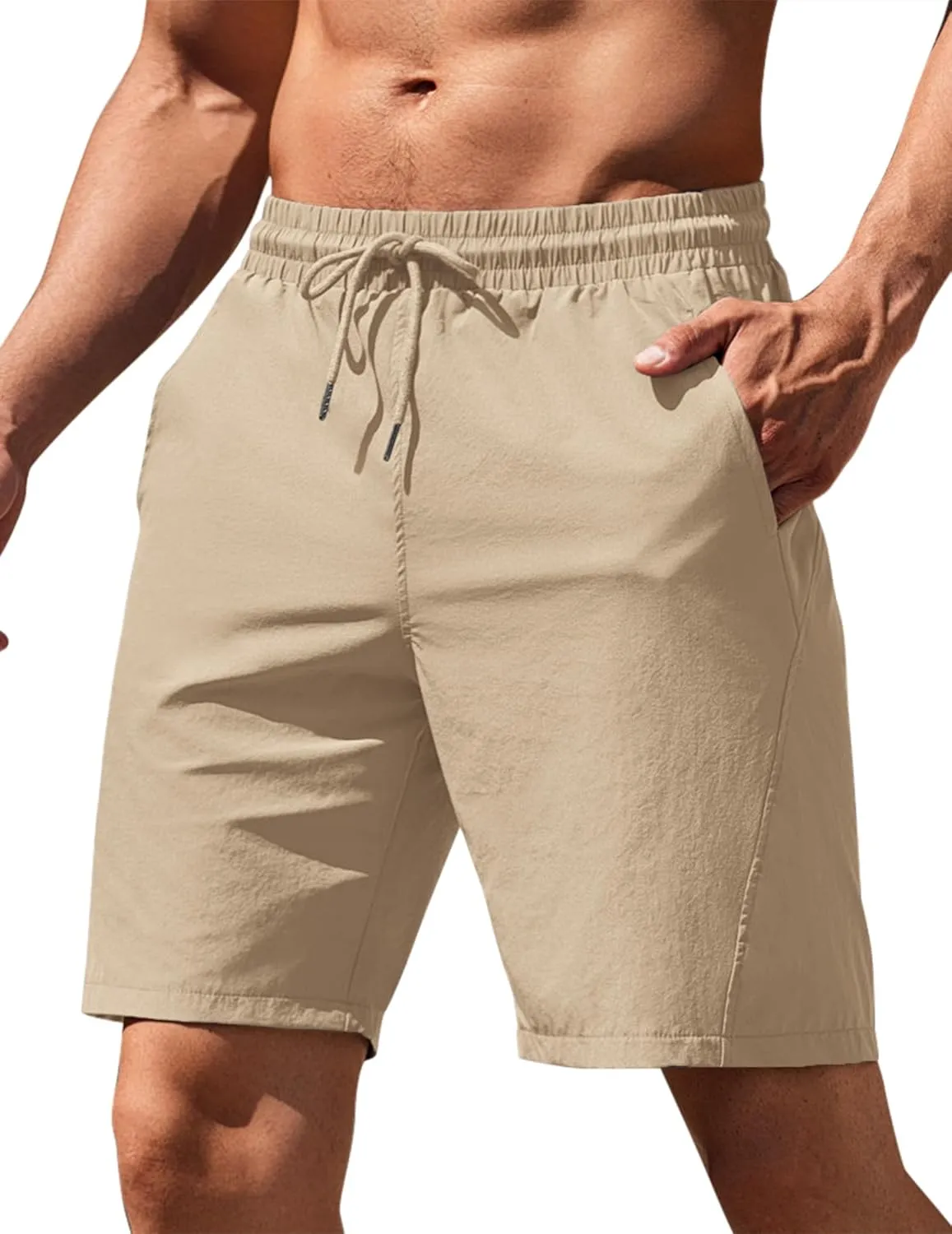 COOFANDY Men's Running Athletic Shorts 9" Gym Workout Lightweight Elastic Waist Sports Shorts