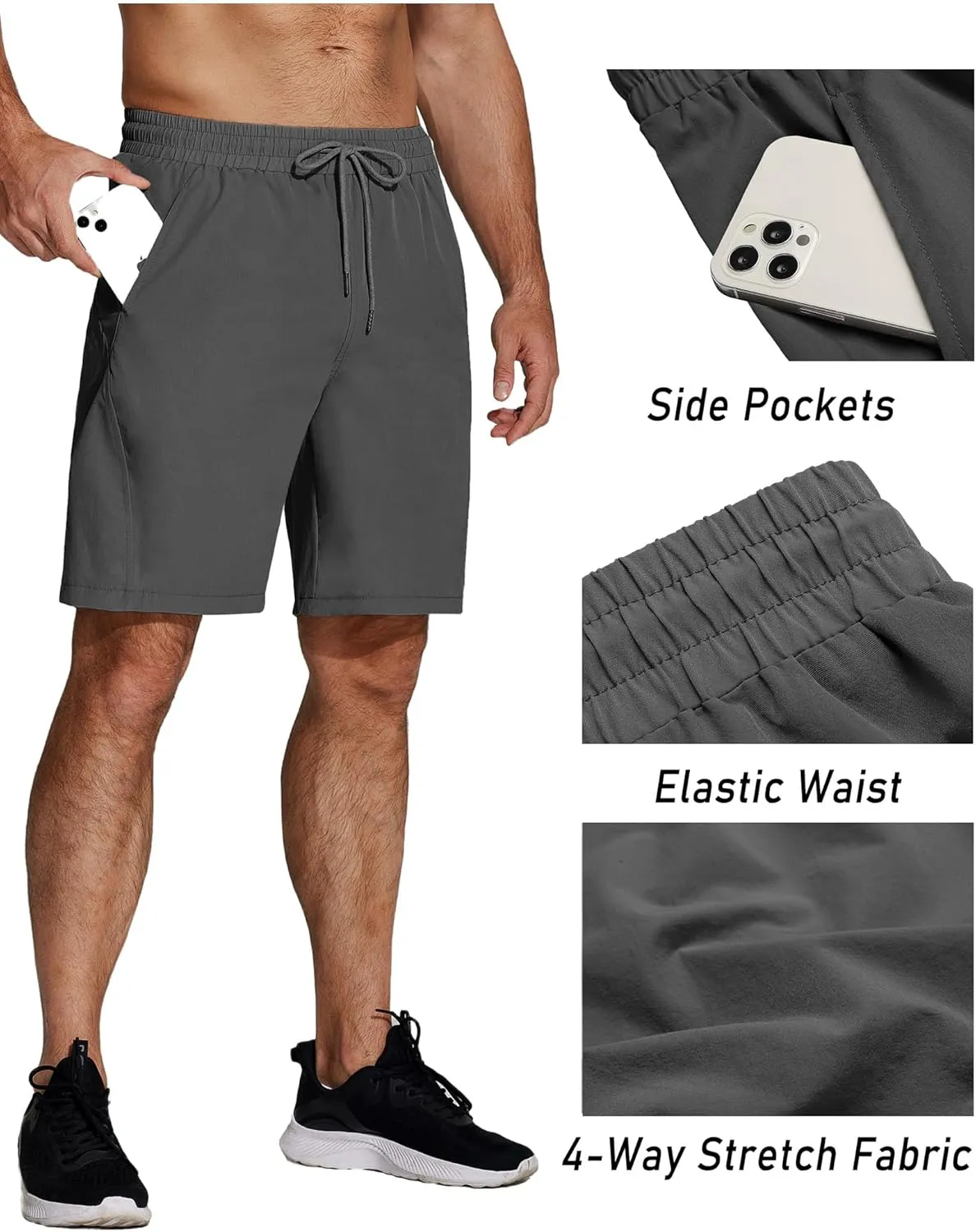 COOFANDY Men's Running Athletic Shorts 9" Gym Workout Lightweight Elastic Waist Sports Shorts