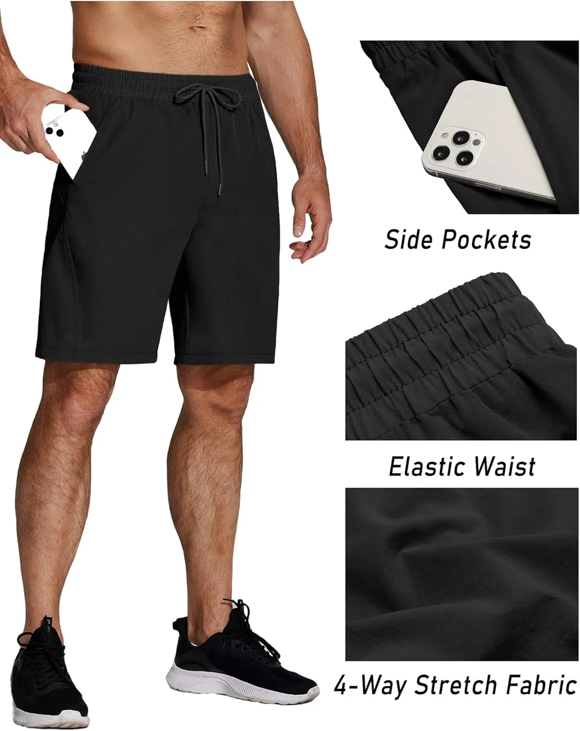 COOFANDY Men's Running Athletic Shorts 9" Gym Workout Lightweight Elastic Waist Sports Shorts