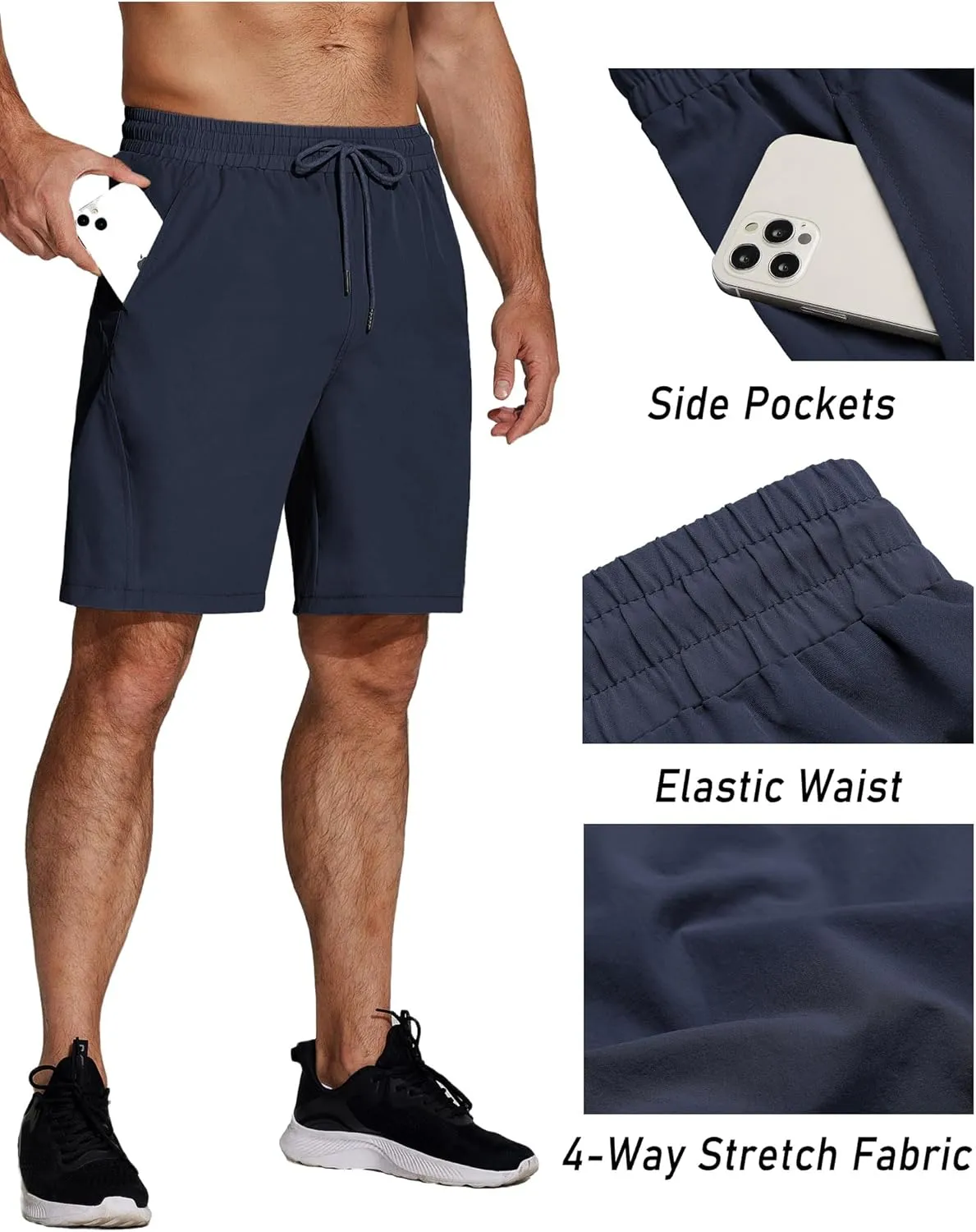 COOFANDY Men's Running Athletic Shorts 9" Gym Workout Lightweight Elastic Waist Sports Shorts