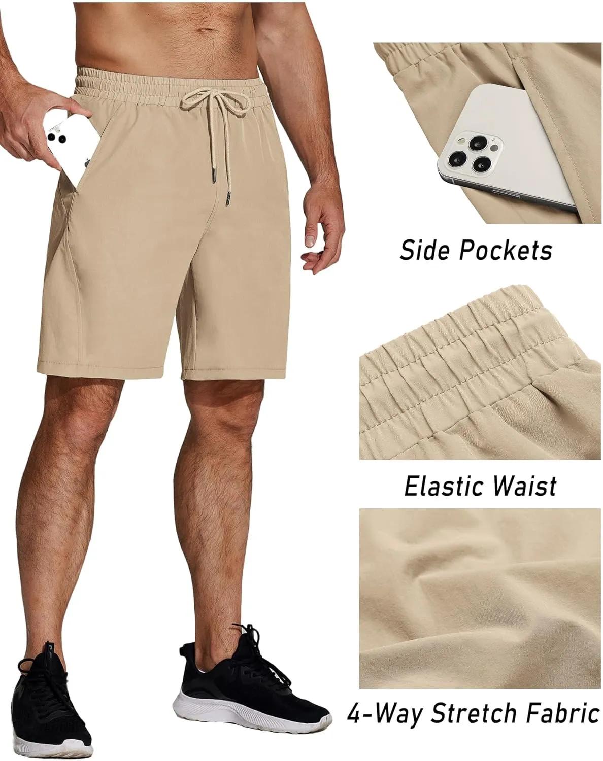 COOFANDY Men's Running Athletic Shorts 9" Gym Workout Lightweight Elastic Waist Sports Shorts