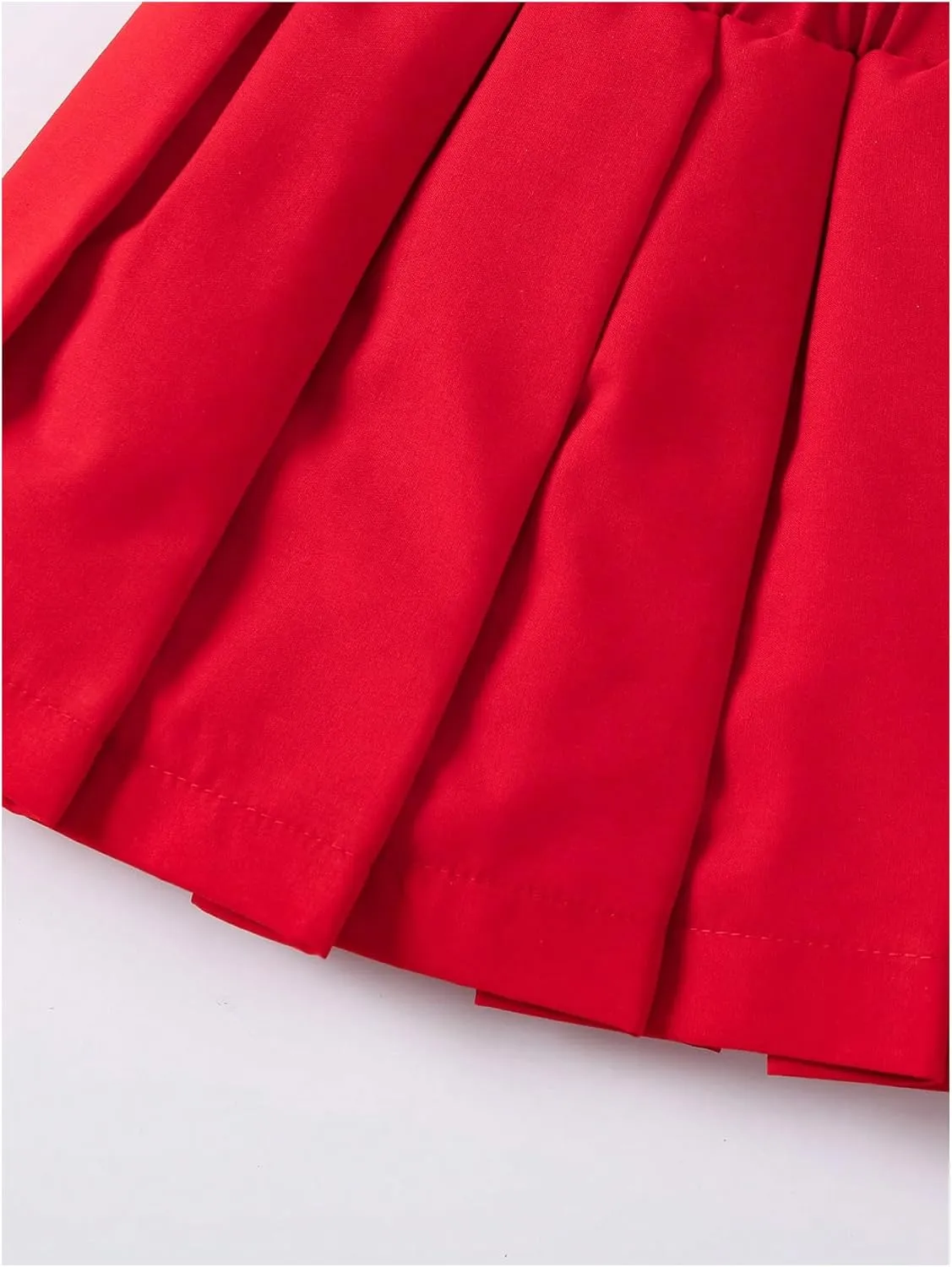 COZYEASE Girl's Pleated Elastic Waist Mini Skirts Preppy Ruffle Hem A Line Skirt