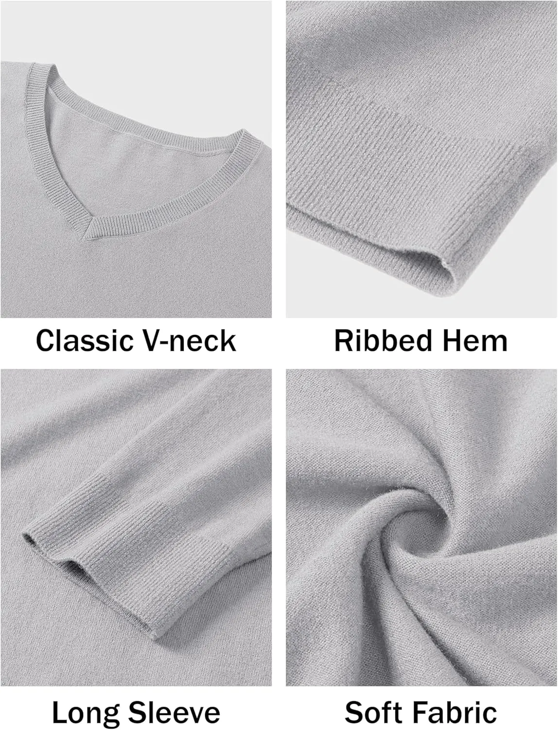 CRYSULLY Men's V Neck Sweater Knitted Pullover Casual Soft Lightweight Long Sleeve Dress Sweater