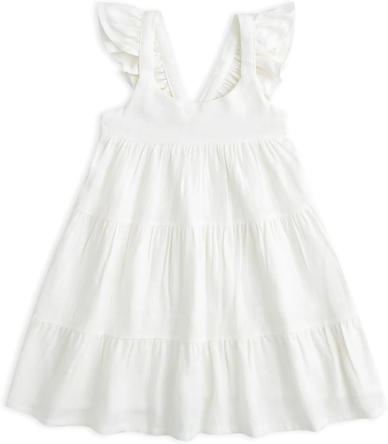 Curipeer Toddler Girls Linen Solid Dress with Smocking Girls Casual Sleeveless Dress 12M-8T
