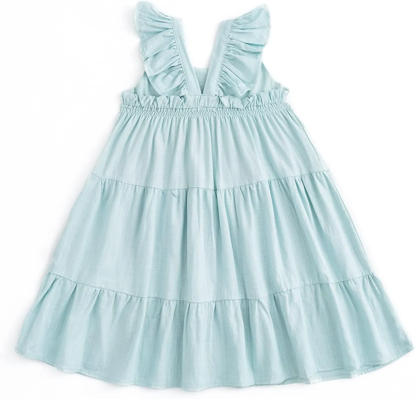 Curipeer Toddler Girls Linen Solid Dress with Smocking Girls Casual Sleeveless Dress 12M-8T