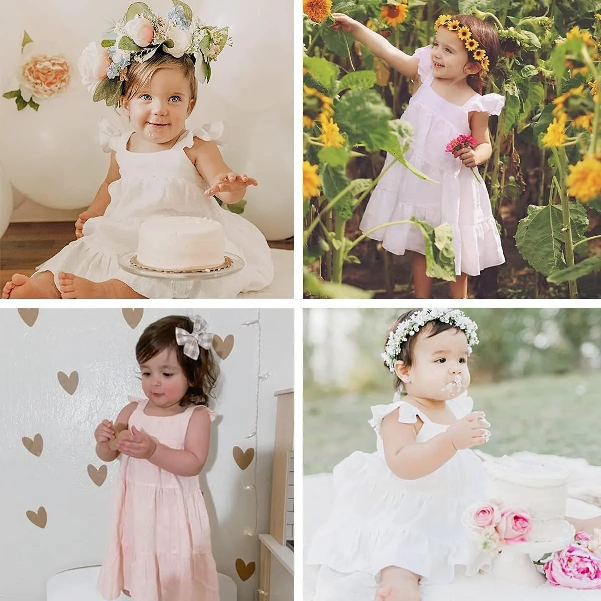 Curipeer Toddler Girls Linen Solid Dress with Smocking Girls Casual Sleeveless Dress 12M-8T