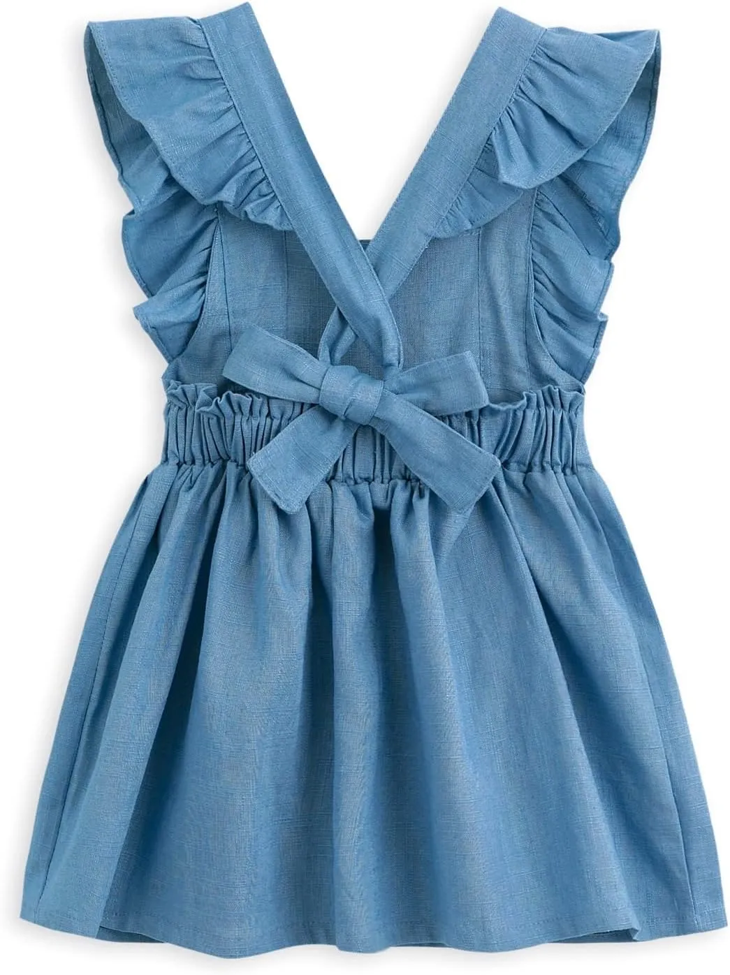 Curipeer Toddler Girls Linen Solid Dress with Smocking Girls Casual Sleeveless Dress 12M-8T