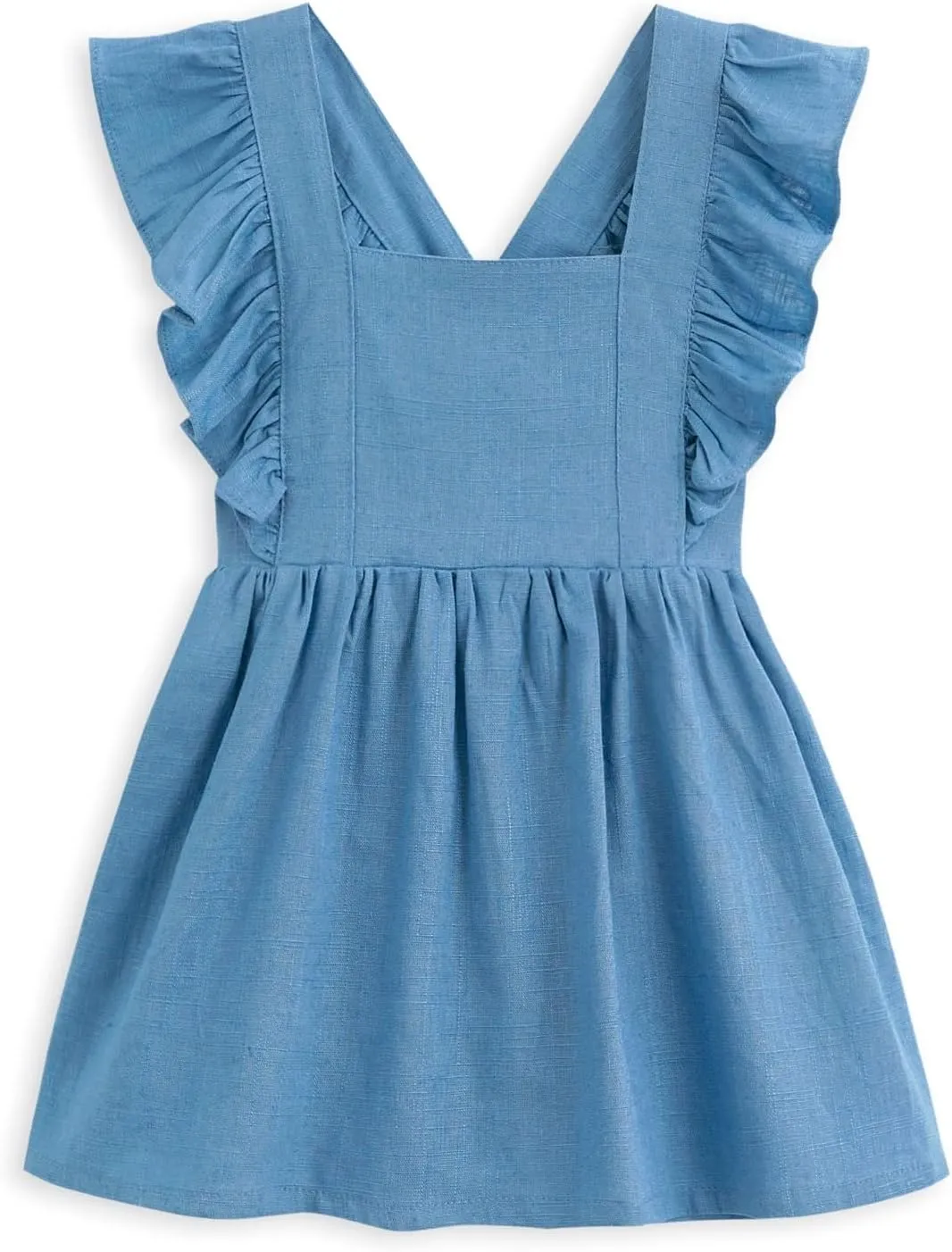 Curipeer Toddler Girls Linen Solid Dress with Smocking Girls Casual Sleeveless Dress 12M-8T