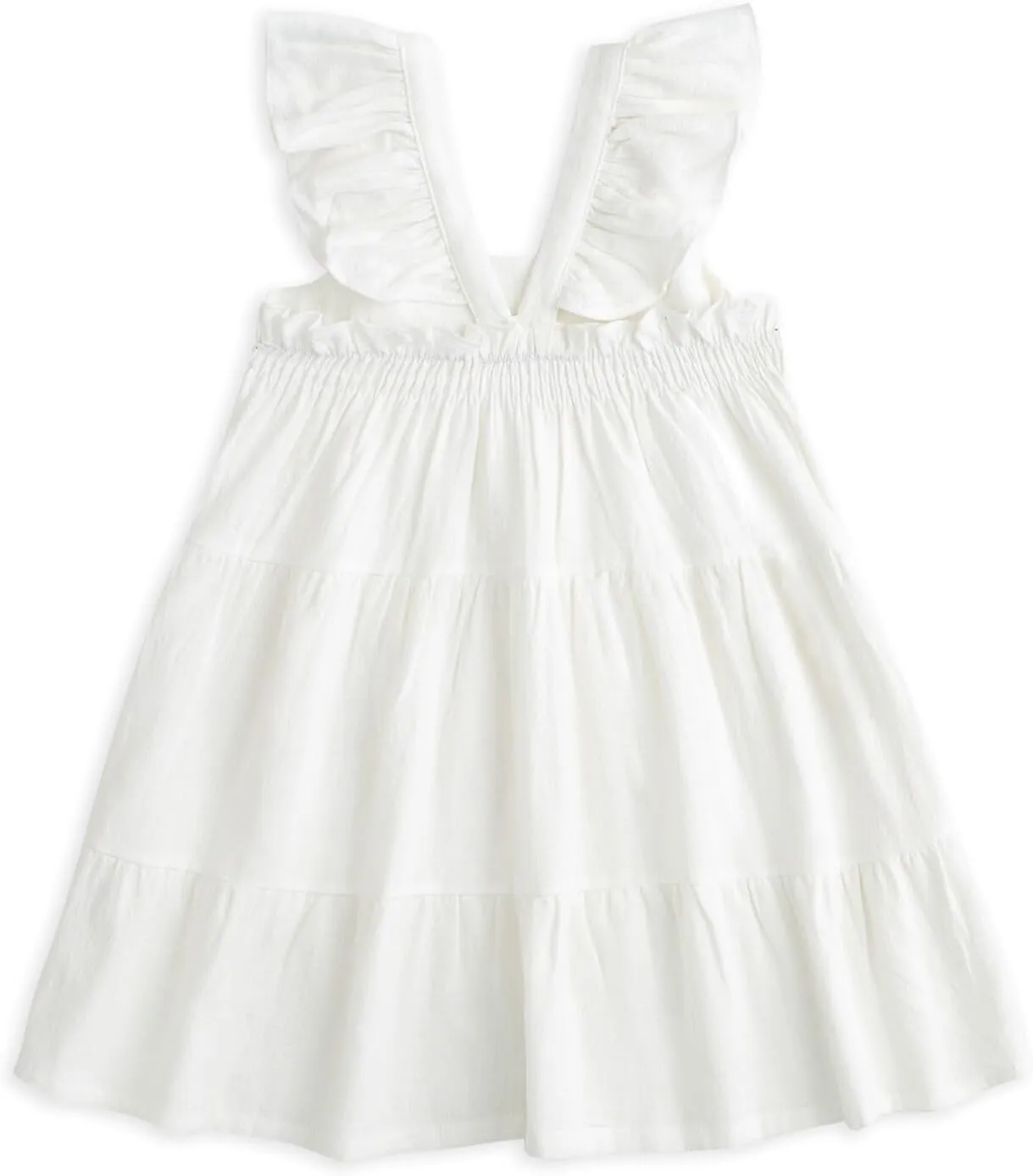 Curipeer Toddler Girls Linen Solid Dress with Smocking Girls Casual Sleeveless Dress 12M-8T