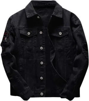Denim Jacket Men Lightweight Button Down Long Sleeve Jean Jackets Coats Spring Fall Fashion, S-4XL