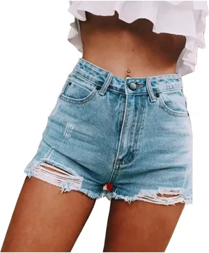 Denim Shorts for Teen Girls Stretch Trendy High Waisted Mom Jean Shorts Solid Fray Hem Slim Shorts Womens Shorts for Summer Dressy