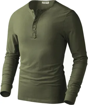 Derminpro Men's Henley Cotton Casual Short/Long Sleeve Lightweight Button T-Shirts