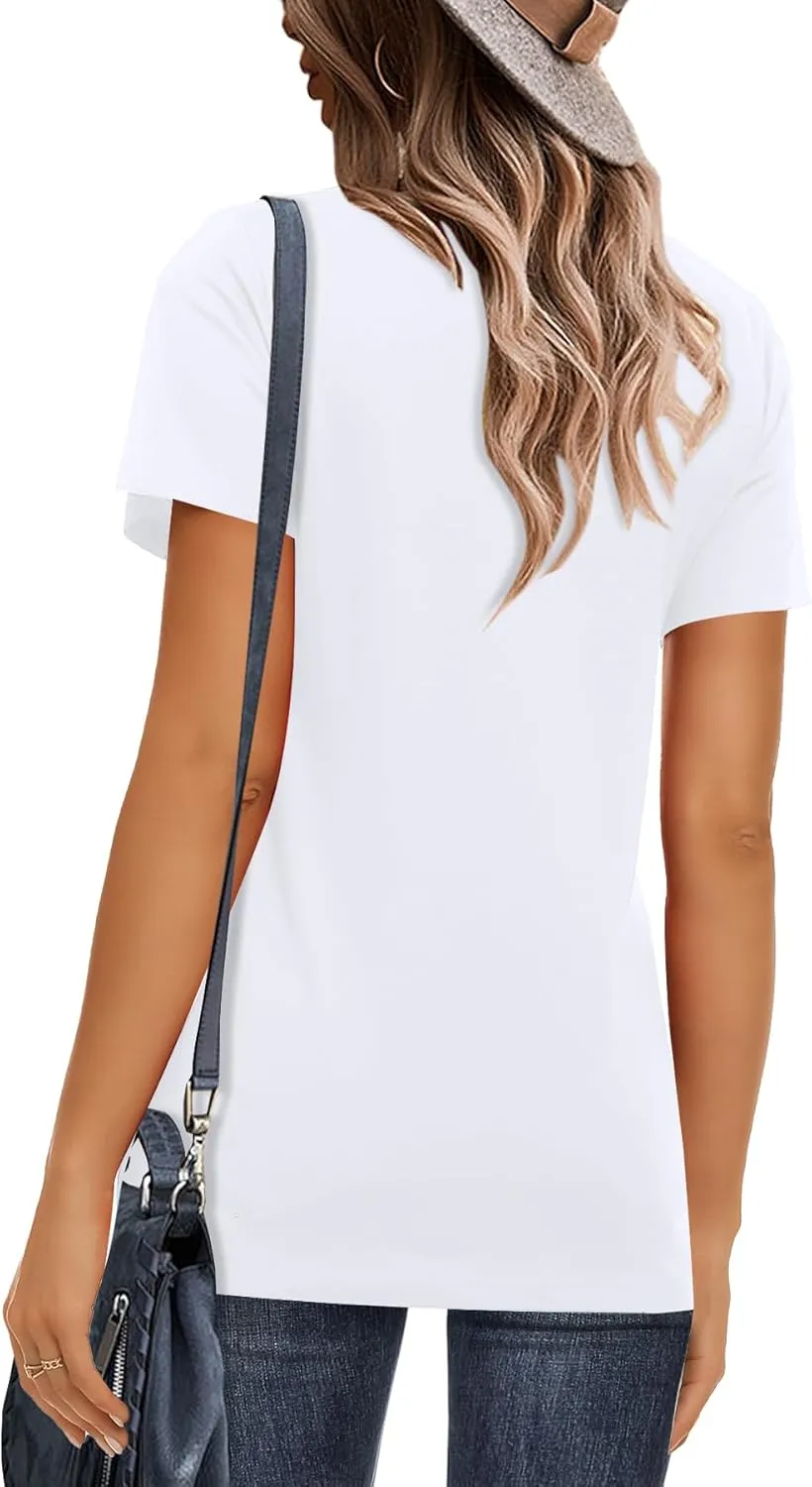 Elesomo Womens Tops Short/Long Sleeve T-Shirts Fitted Crewneck Tee
