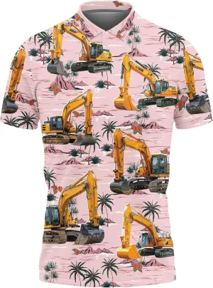 Excavator Polo Shirts for Men - Digger Men's Regular Fit Quick Dry Golf Polo Shirt Series 13