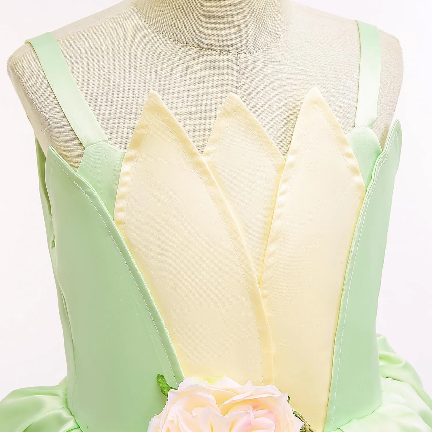Fairy Frog Princess Dress Girls Birthday Party Fancy Tiana Kids Halloween Floral Costume Outfits with Headband