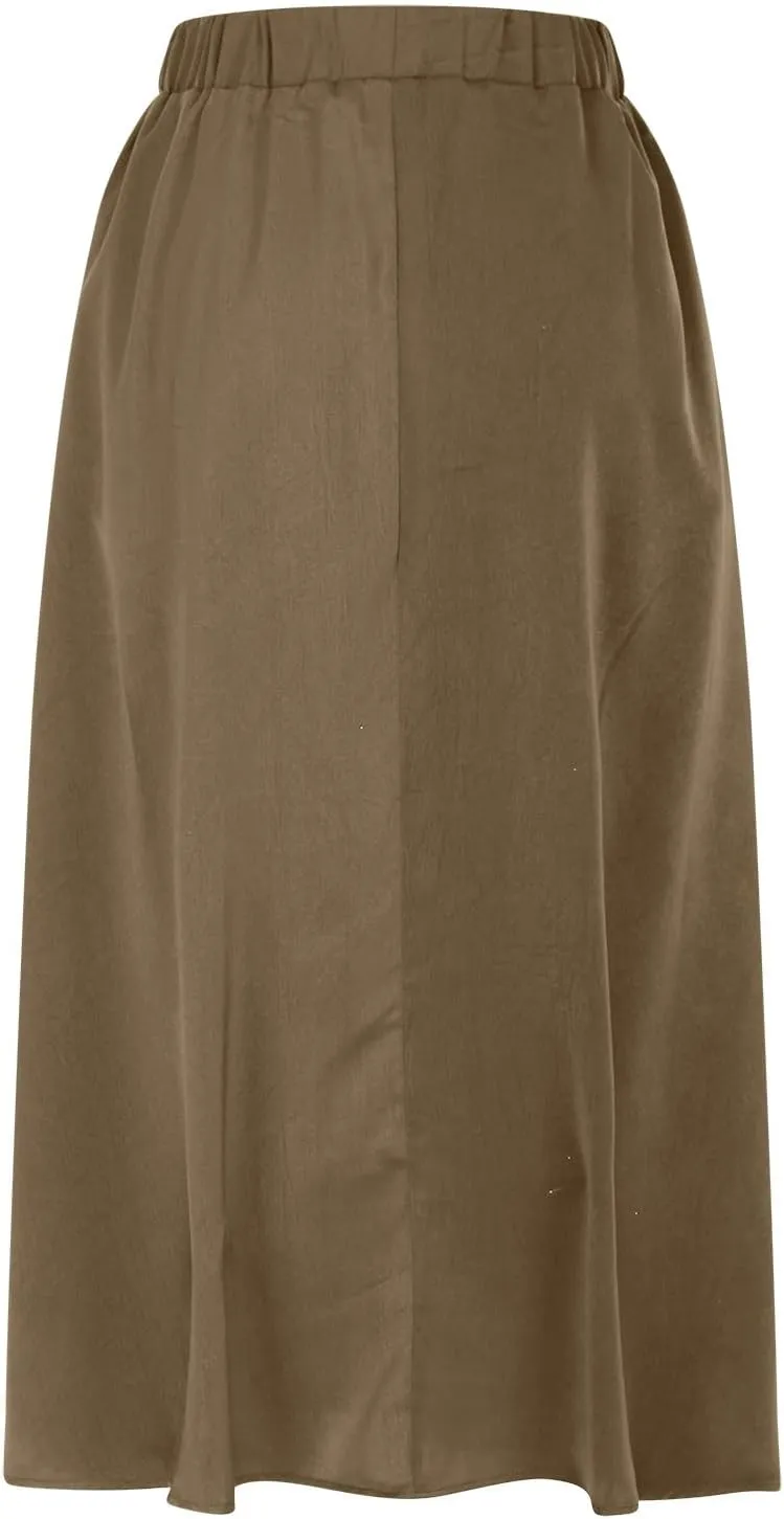 Fall Skirts for Women Elegant Polka Dot Swing Skirts Elastic High Waist Ruffle Pleated Skirt Trendy Plain Skirts
