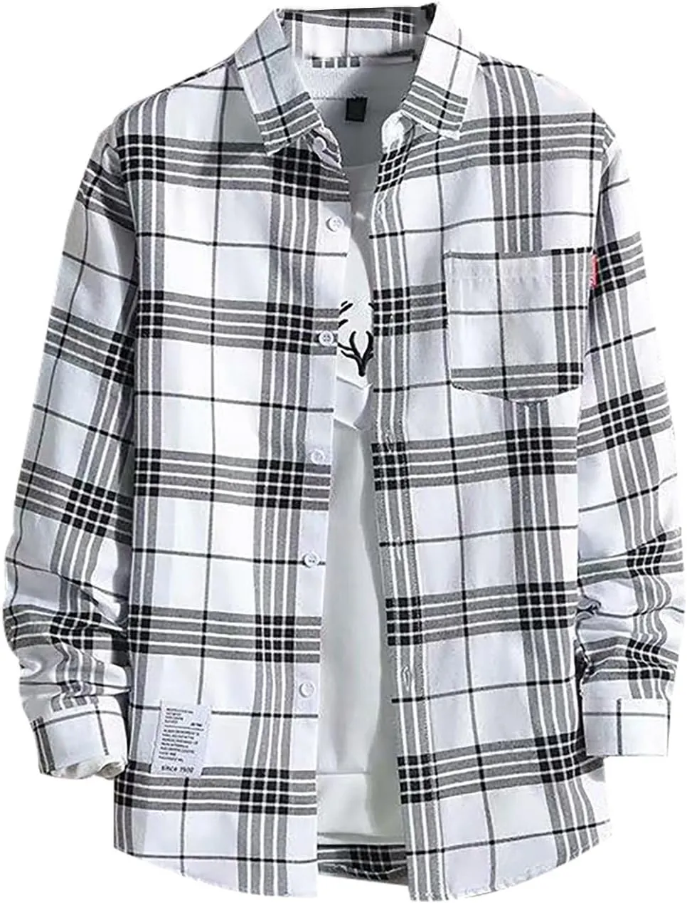 Flannel Shirts for Men Buttons Regular Fit Plaid Mens Long Sleeve Shirts Casual Shirts Camp Shirt Loose Workout Tops