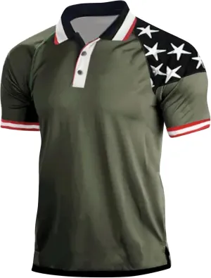 FlekmanArt Summer T Shirt for Mens Retro Digital Print Lapel Outdoor Blouses European and American Short Sleeve Casual Tops