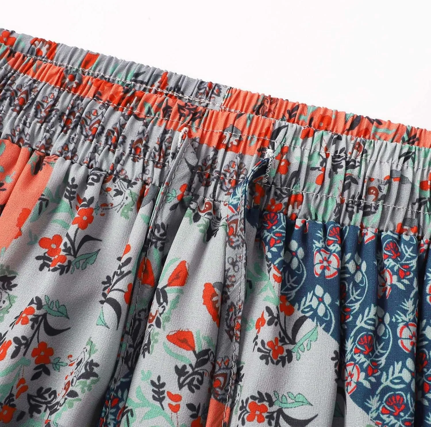 Floral Boho Maxi Skirts for Women 2025 Summer Elastic Waisted Flowy Swing A-Line Long Skirt