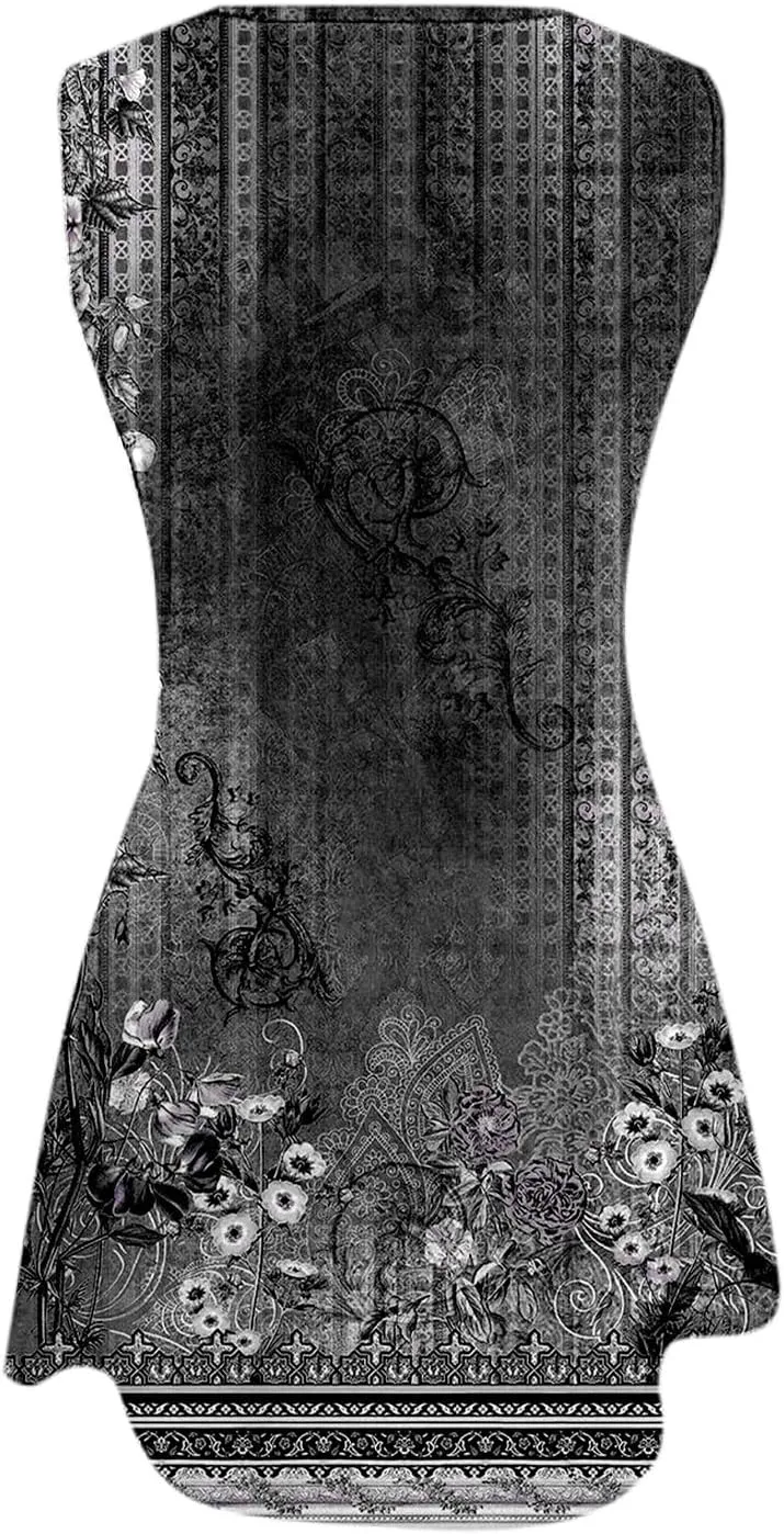 Floral Dresses for Women Womens with Pockets Summer Casual Tank Dress Sleeveless Midi Beach Dress Plus Size Dresses