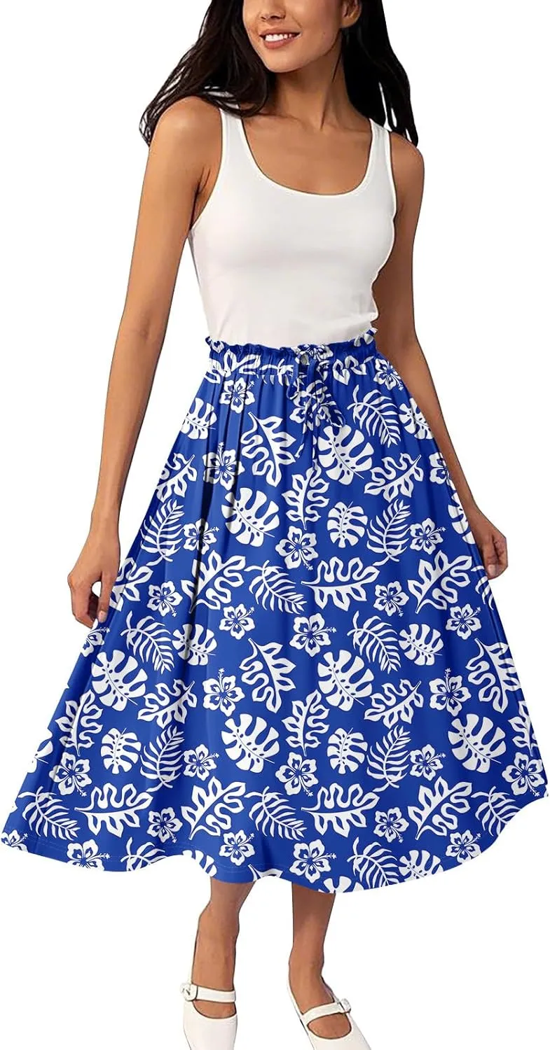 Floral Maxi Skirt for Women High Waist A-Line Bohemian Long Skirt Summer Style