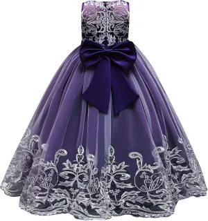 Flower Girls Lace Bridesmaid Dress Kids Wedding Pageant Party Long Prom Formal Ball Gown Princess Puffy Tulle Evening Dress