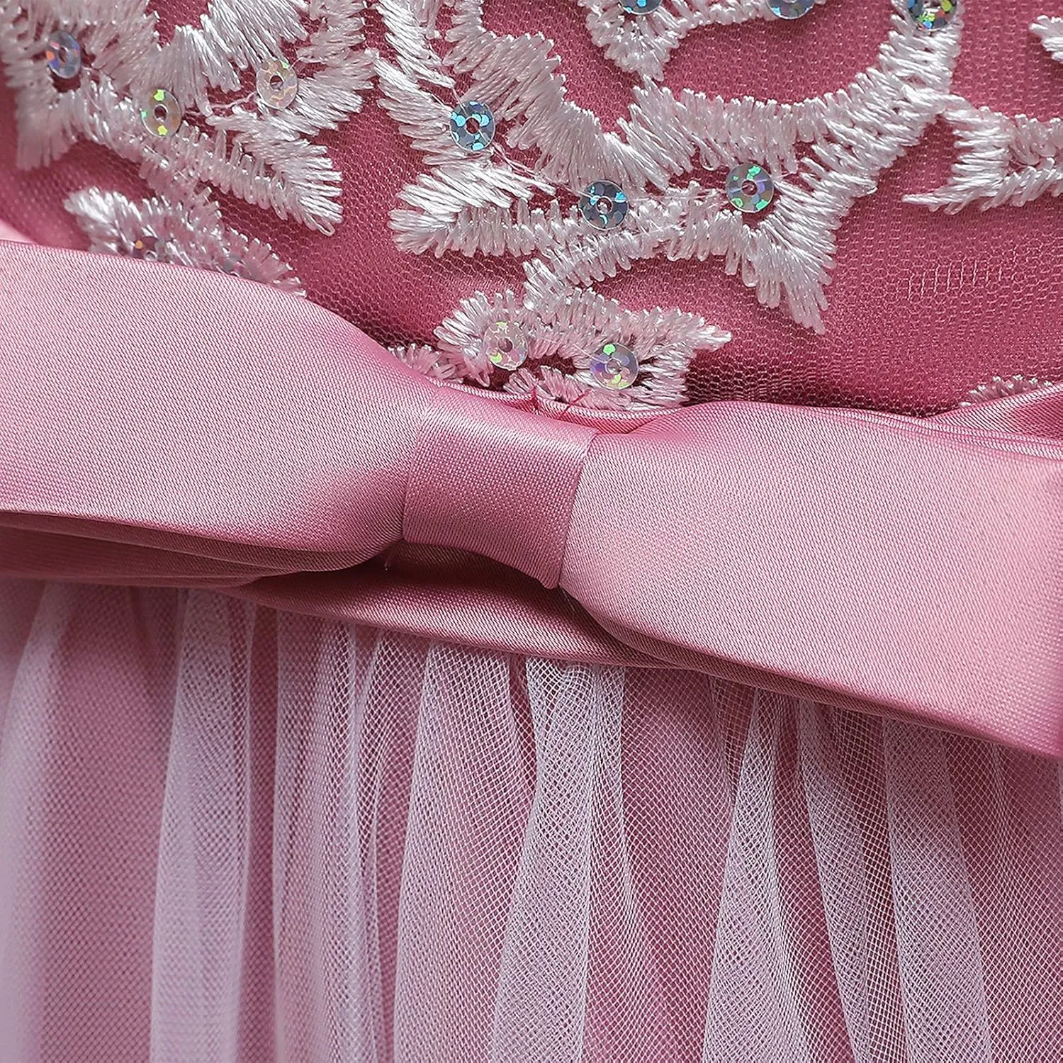 Flower Girls Lace Bridesmaid Dress Kids Wedding Pageant Party Long Prom Formal Ball Gown Princess Puffy Tulle Evening Dress