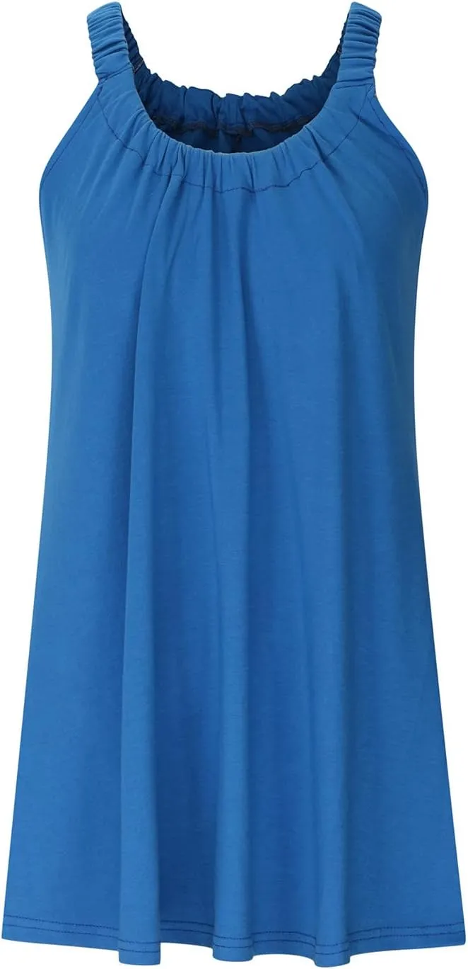 FZYLQY Summer Dresses for Womens 2024 Casual Beach Tank Dress Fashion Solid Color Boho Dress Sleeveless Cover Up Sundress