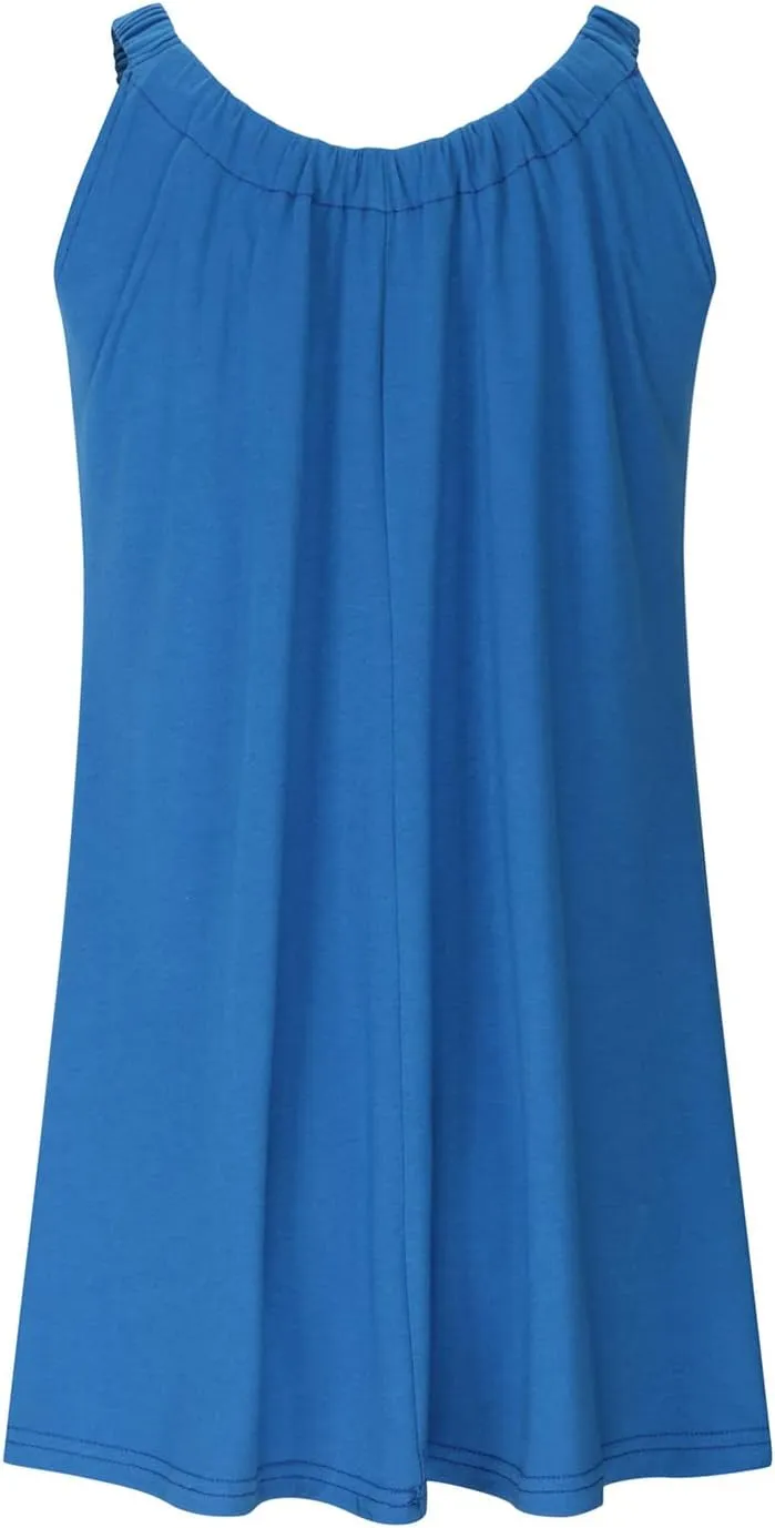 FZYLQY Summer Dresses for Womens 2024 Casual Beach Tank Dress Fashion Solid Color Boho Dress Sleeveless Cover Up Sundress