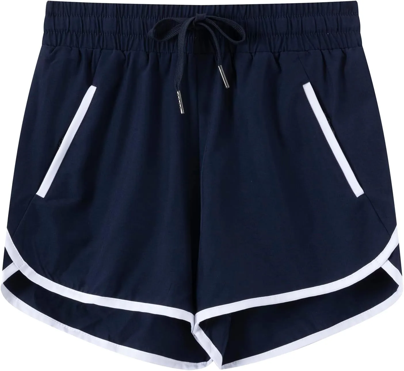 Girls Quick-Dry Sports Shorts Elastic Waistband Drawstring Built-in Liner Lightweight Athletic Running