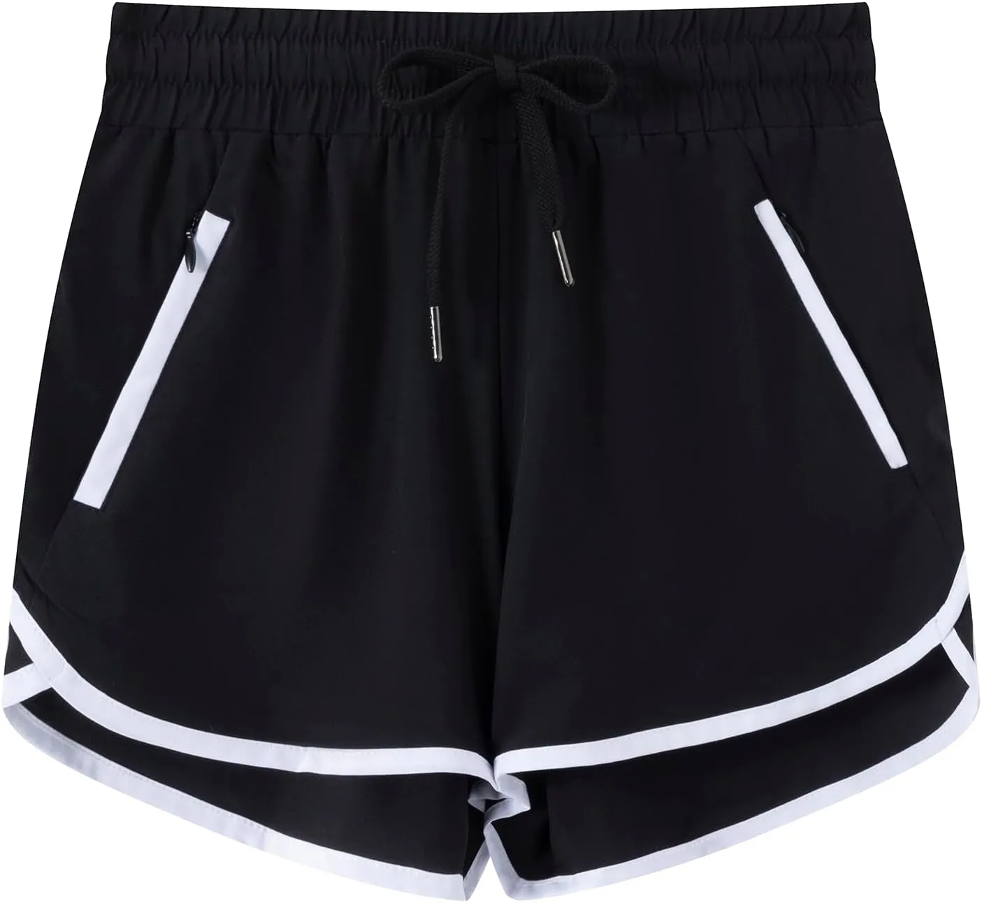 Girls Quick-Dry Sports Shorts Elastic Waistband Drawstring Built-in Liner Lightweight Athletic Running