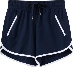 Girls Quick-Dry Sports Shorts Elastic Waistband Drawstring Built-in Liner Lightweight Athletic Running