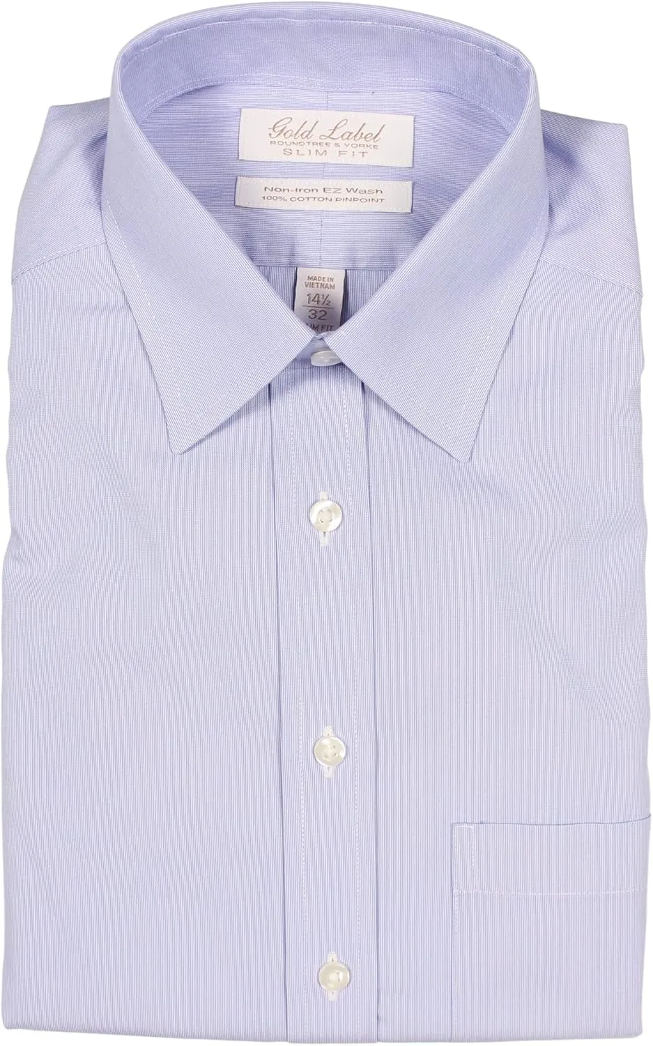 Gold Label Men's Slim Fit Non-Iron Point Collar Long Sleeve Dress Shirt with Pocket