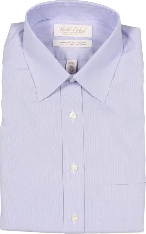 Gold Label Men's Slim Fit Non-Iron Point Collar Long Sleeve Dress Shirt with Pocket