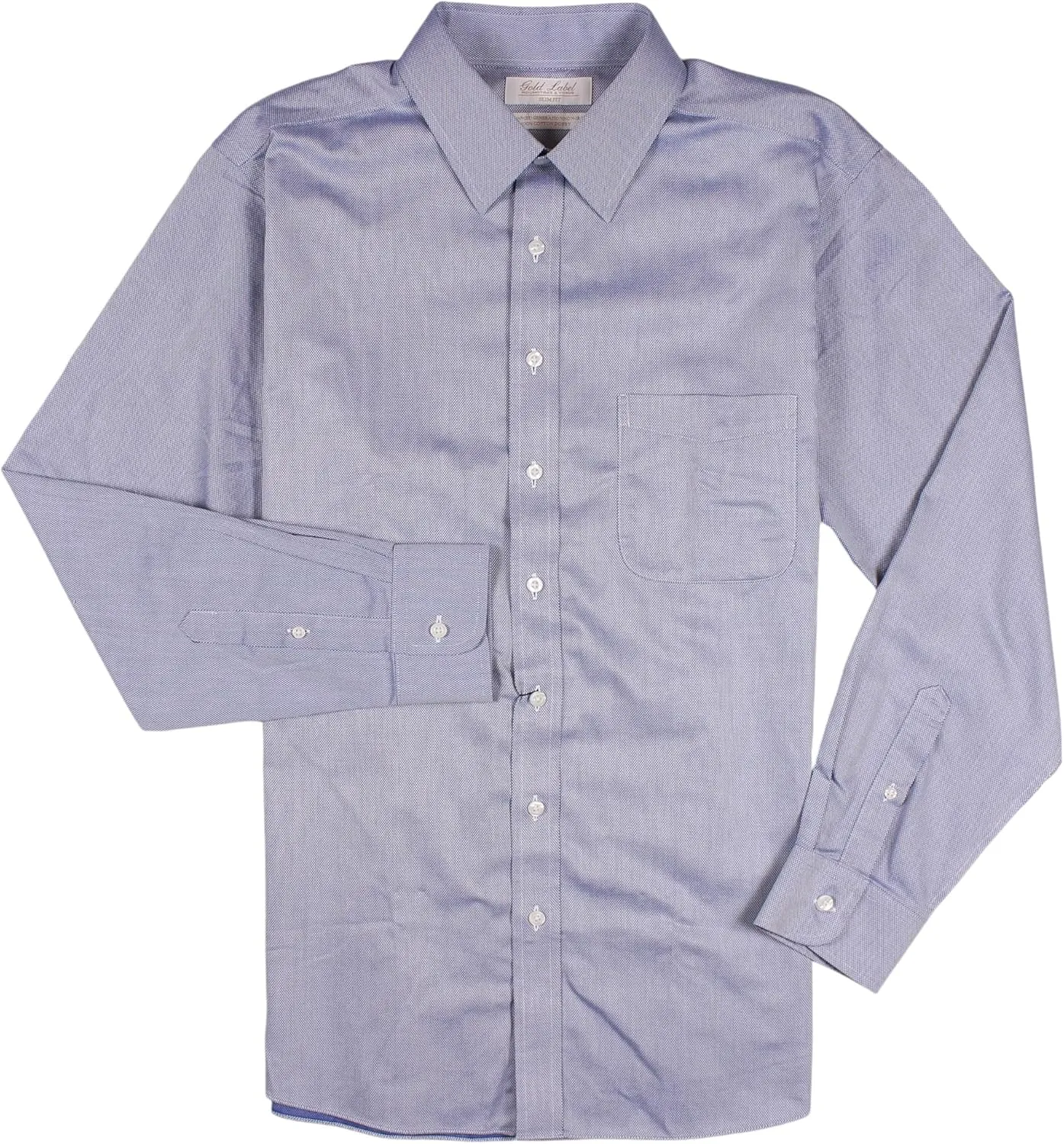 Gold Label Men's Slim Fit Non-Iron Point Collar Long Sleeve Dress Shirt with Pocket