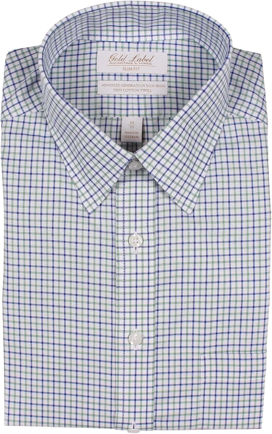 Gold Label Men's Slim Fit Non-Iron Point Collar Long Sleeve Dress Shirt with Pocket