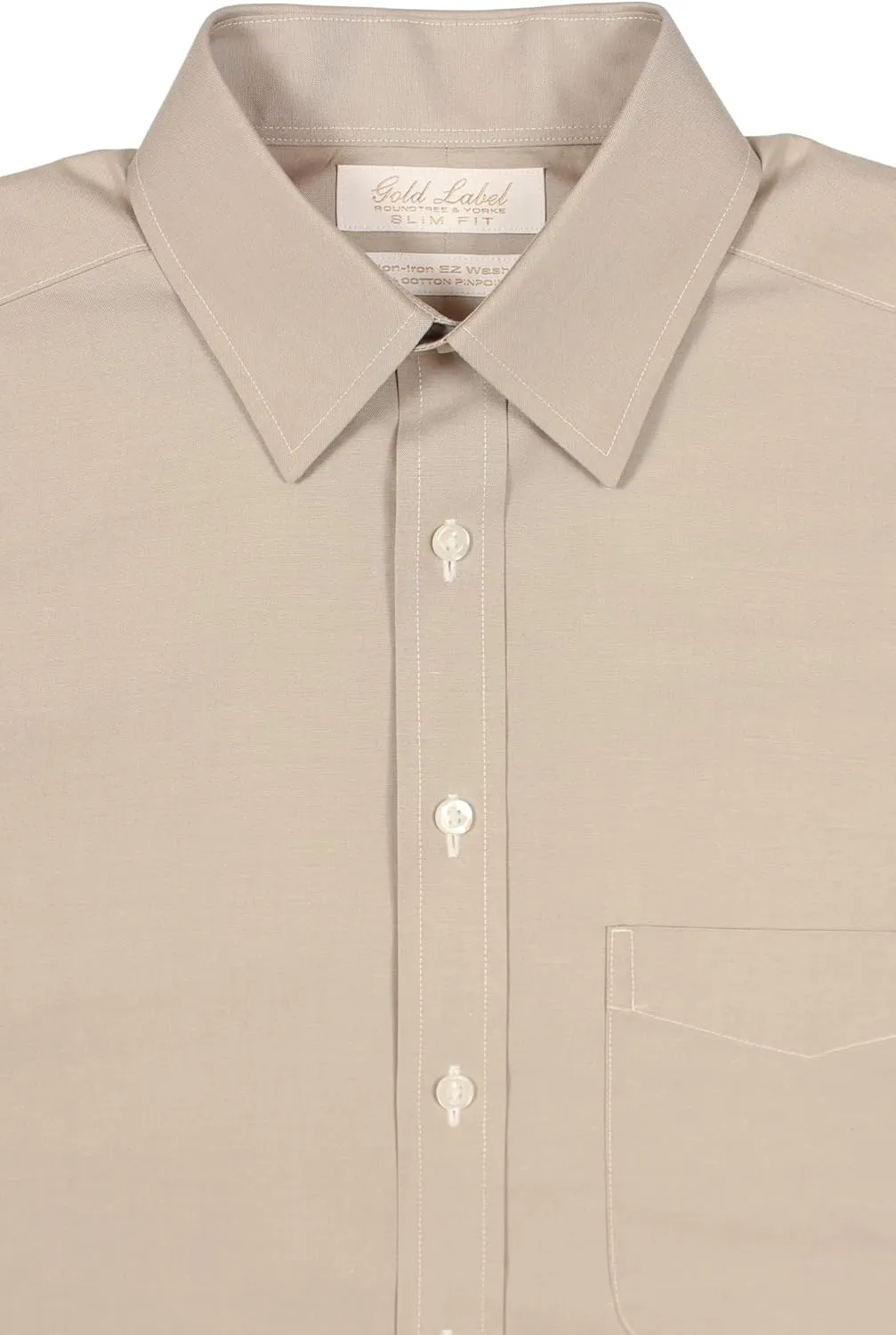 Gold Label Men's Slim Fit Non-Iron Point Collar Long Sleeve Dress Shirt with Pocket