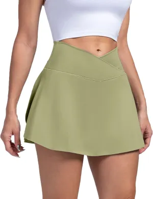 Golf Skorts for Women with Pockets Casual High Waisted Pickleball Skirts Tummy Control Tennis Skirts with Shorts