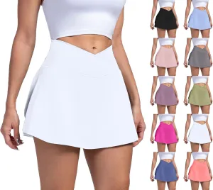 Golf Skorts for Women with Pockets Casual High Waisted Pickleball Skirts Tummy Control Tennis Skirts with Shorts