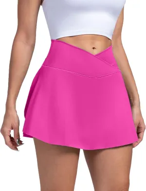 Golf Skorts for Women with Pockets Casual High Waisted Pickleball Skirts Tummy Control Tennis Skirts with Shorts