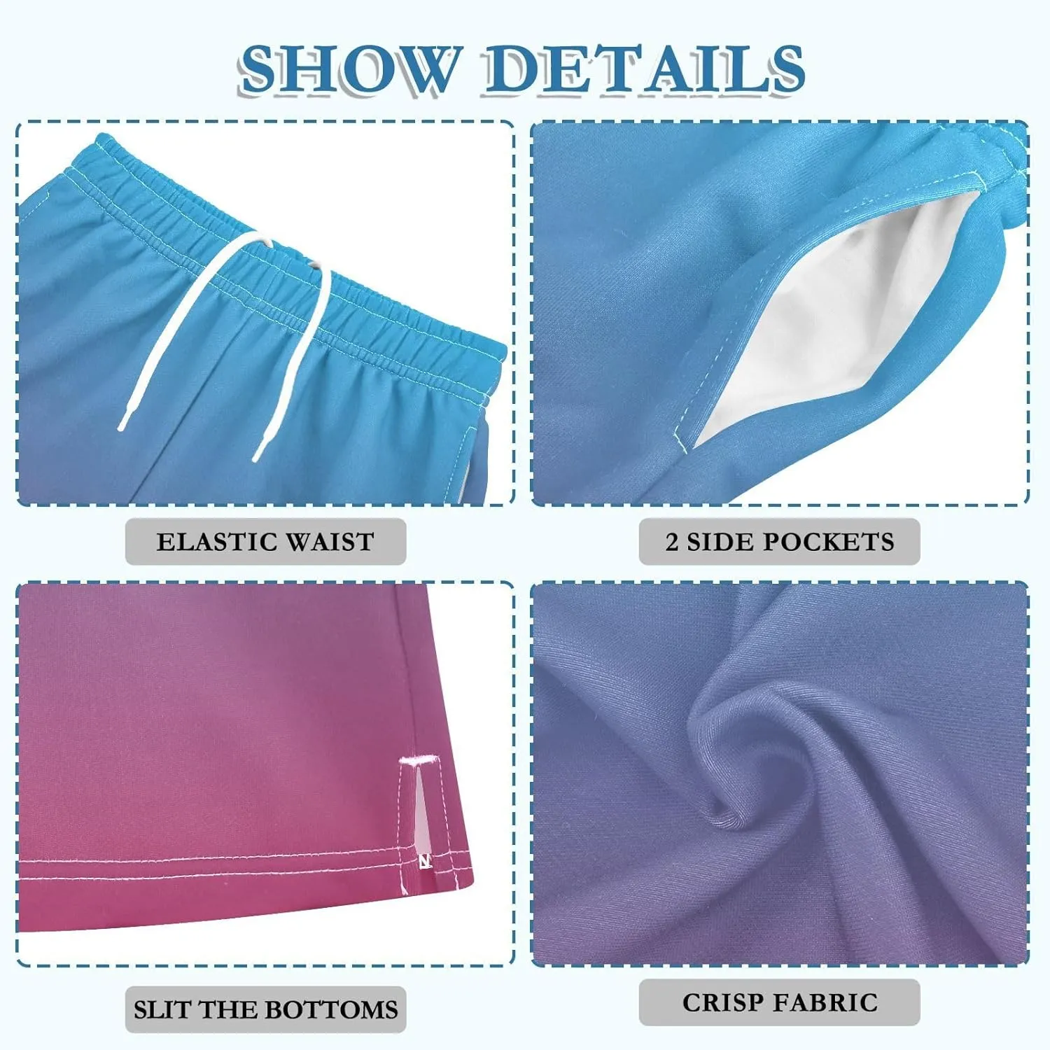 Gradient Boys Athletic Shorts Lightweight Kids Active Sports Shorts with Pockets