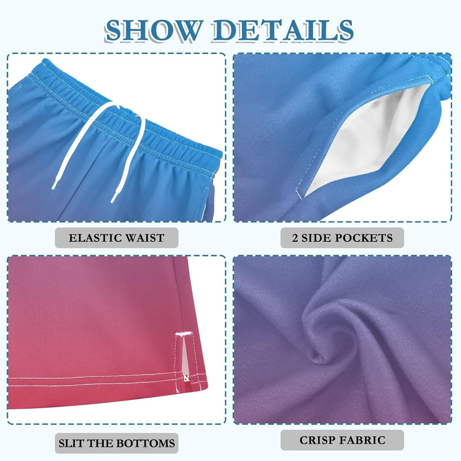Gradient Boys Athletic Shorts Quick Dry Active Sports Shorts with Pockets for Kids