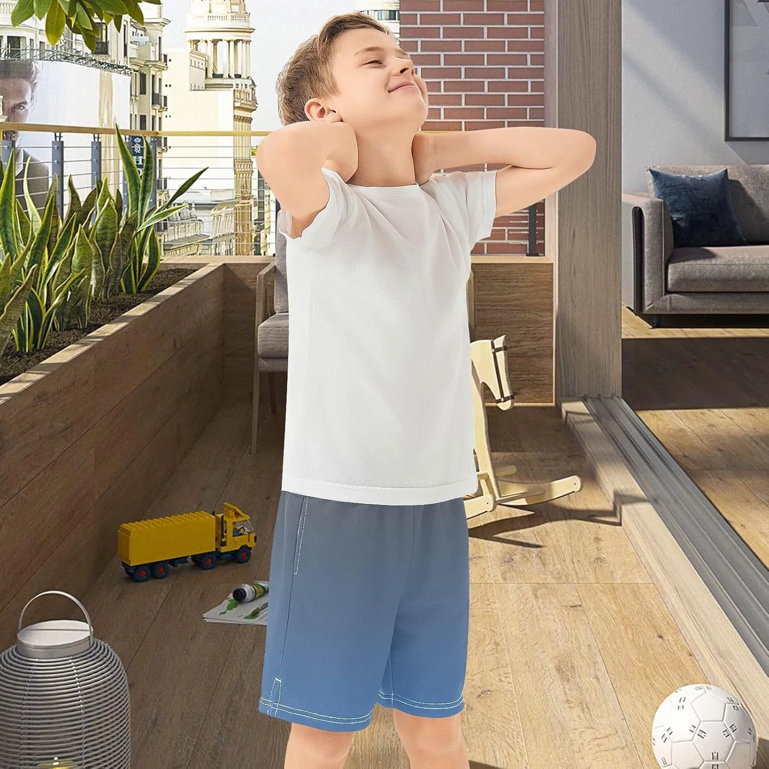 Gradient Boys Athletic Shorts Quick Dry Active Sports Shorts with Pockets for Kids