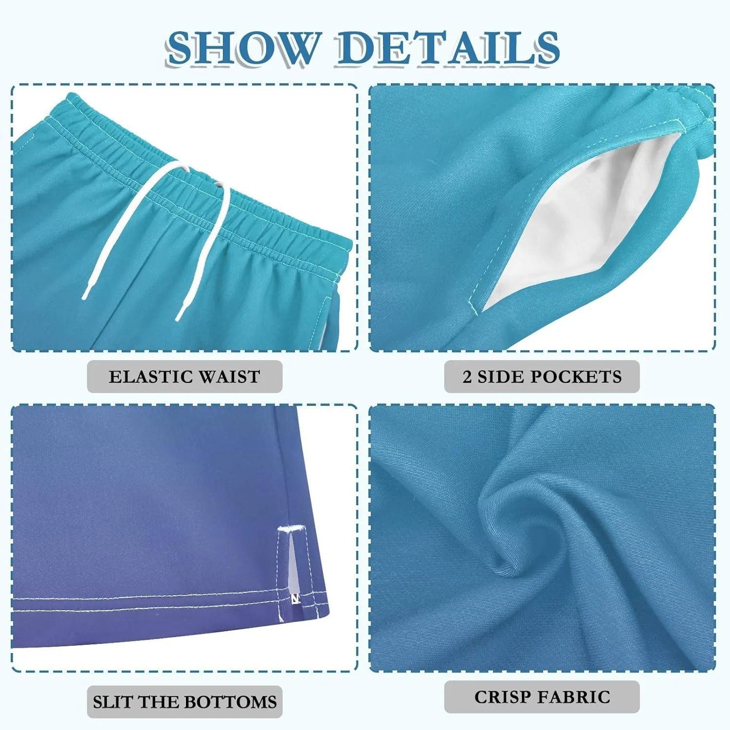 Gradient Boys Athletic Shorts Quick Dry Active Sports Shorts with Pockets for Kids