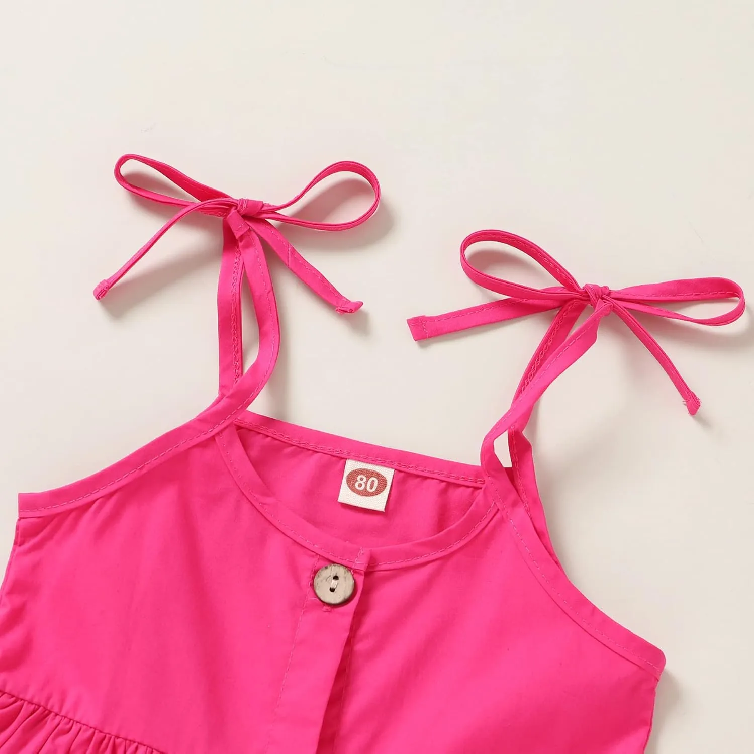 Happy Town 1-6 Years Toddler Baby Girls Summer Button Strap Dress Princess Sundress