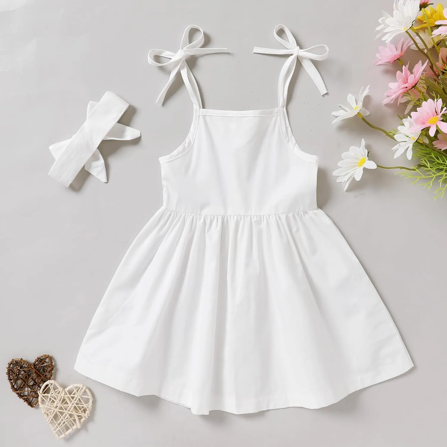 Happy Town 1-6 Years Toddler Baby Girls Summer Button Strap Dress Princess Sundress