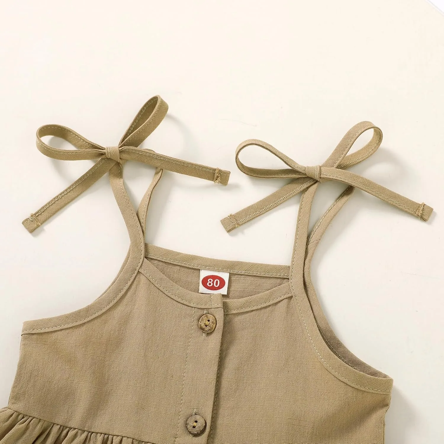 Happy Town 1-6 Years Toddler Baby Girls Summer Button Strap Dress Princess Sundress