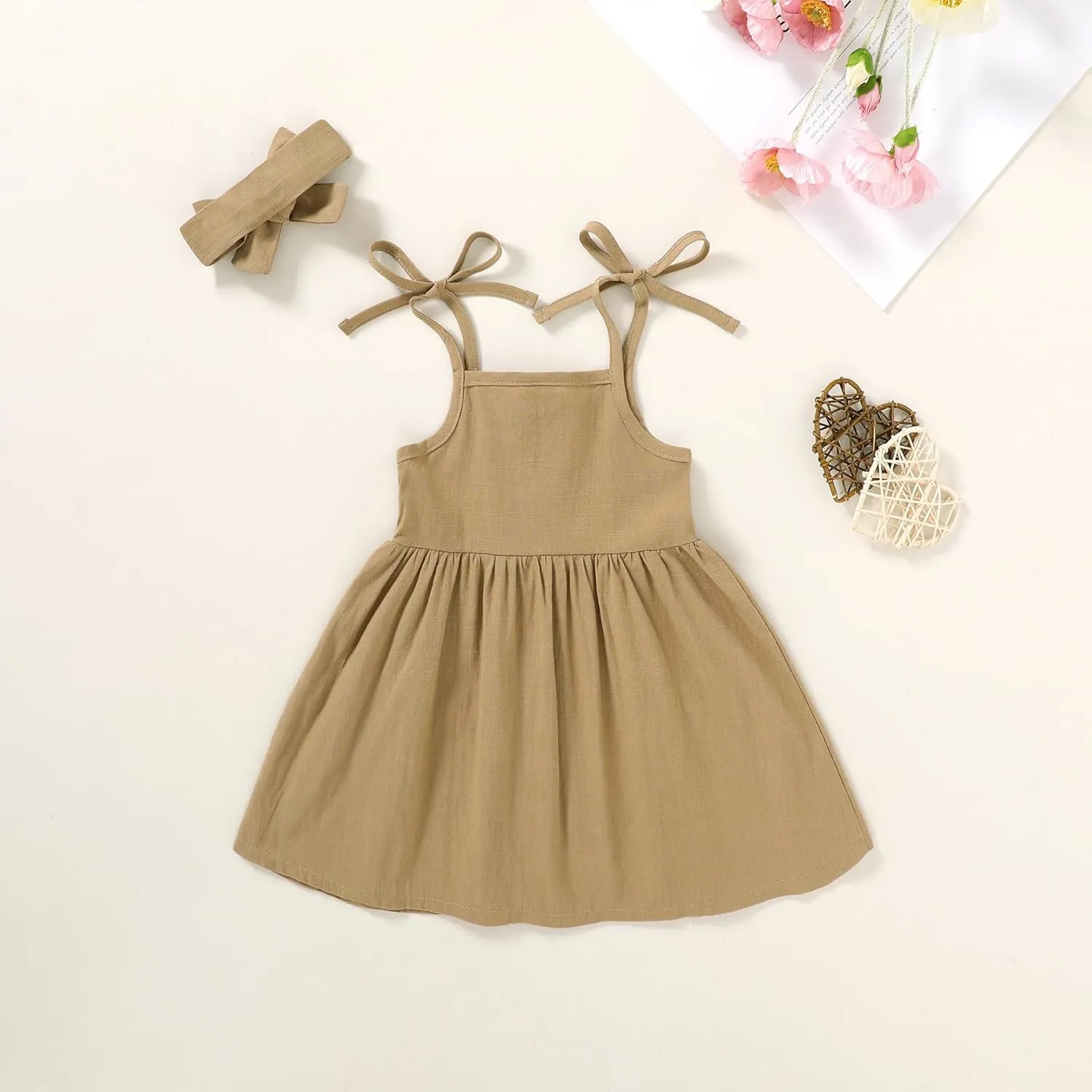 Happy Town 1-6 Years Toddler Baby Girls Summer Button Strap Dress Princess Sundress
