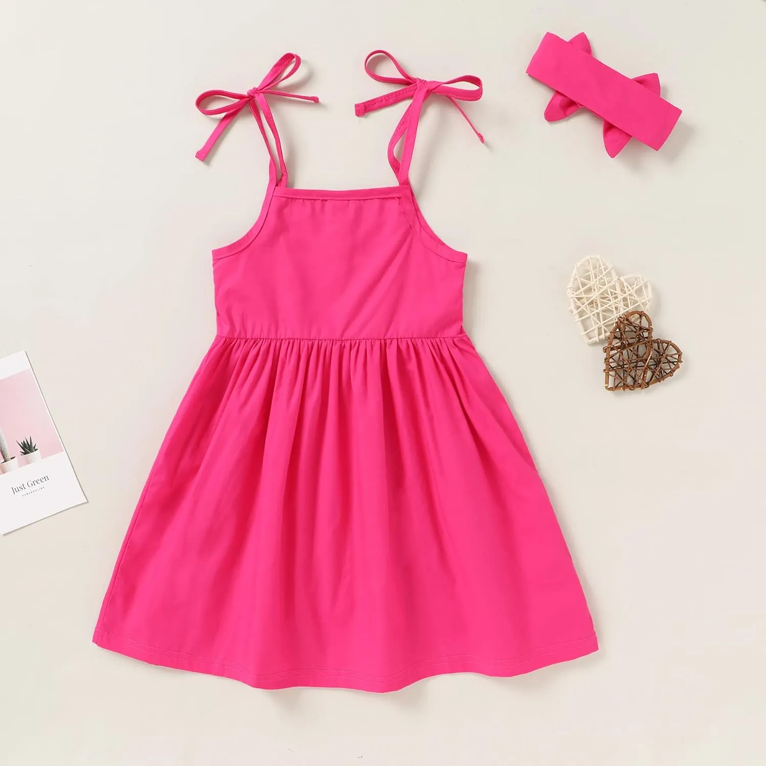 Happy Town 1-6 Years Toddler Baby Girls Summer Button Strap Dress Princess Sundress